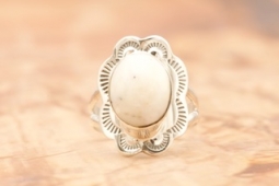 Genuine White Buffalo Turquoise Sterling Silver Ring